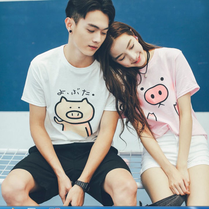 Áo Thun Đôi Tình Nhân Valentine's Day In Hình Con Heo DLX