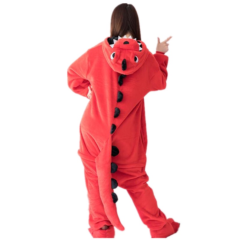 Flannel Khủng long Kigurumi Pyjama Phụ nữ Nam Mùa đông Đồ mặc nhà Cô gái Onesie Flannel Động vật Cosplay Trang phục Party Jumpsuit Người lớn Ấm áp