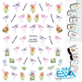 Decal Dán Móng Tay 3D Nail Sticker Tráng Trí Hoạ Tiết Chủ Đề Mùa Hè Và Hồng Hạc Flamingo Sunshine CA049