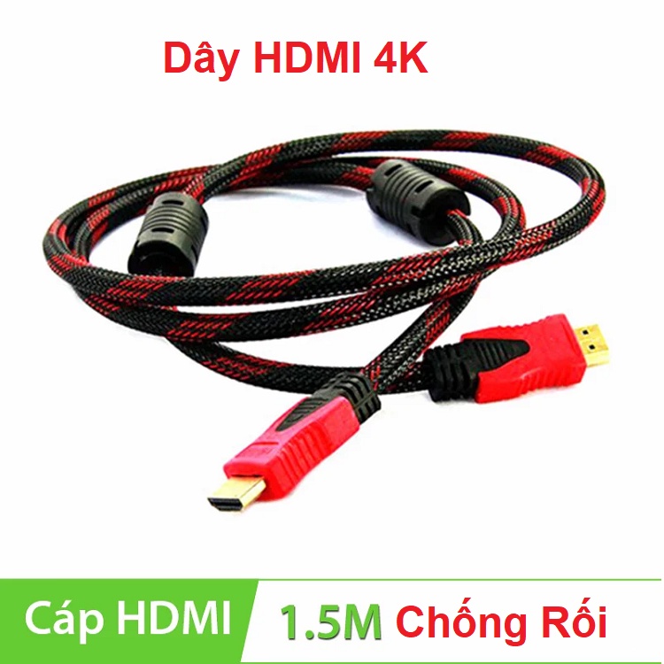 Dây HDMI Chuẩn 1.4v, 4K FULL-HD 1080, Cáp HDMI Tròn Chống Rối, Bọc Lưới Chống Nhiễu Dài 1.5M - 3M - 5M - 10M - 15M - 20M