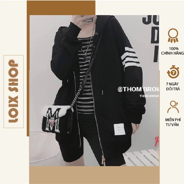 Áo khoác nỉ 3 sọc ngang tay LOIX mã 568