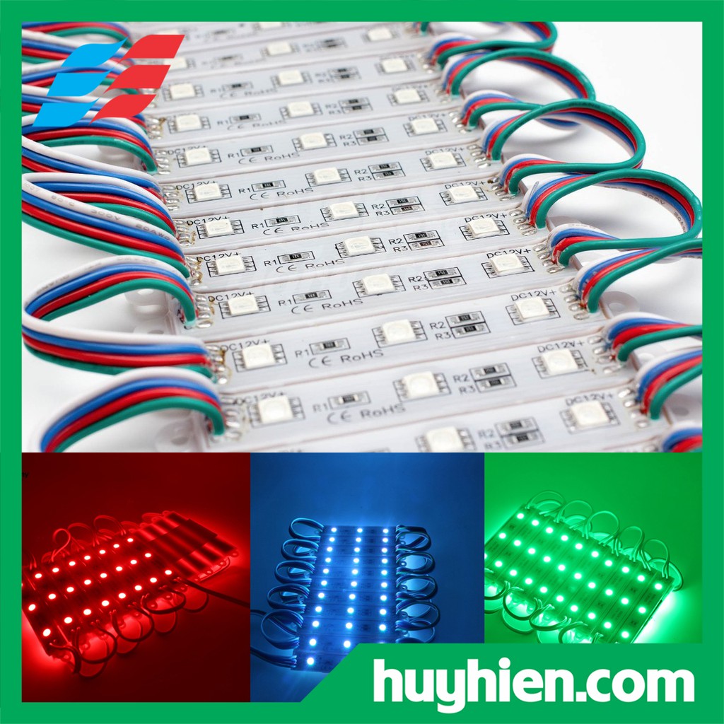 Led hắt 3 bóng 7 màu rgb kích thước 7512 IP65 và IP68 ( vỉ 20 thanh)
