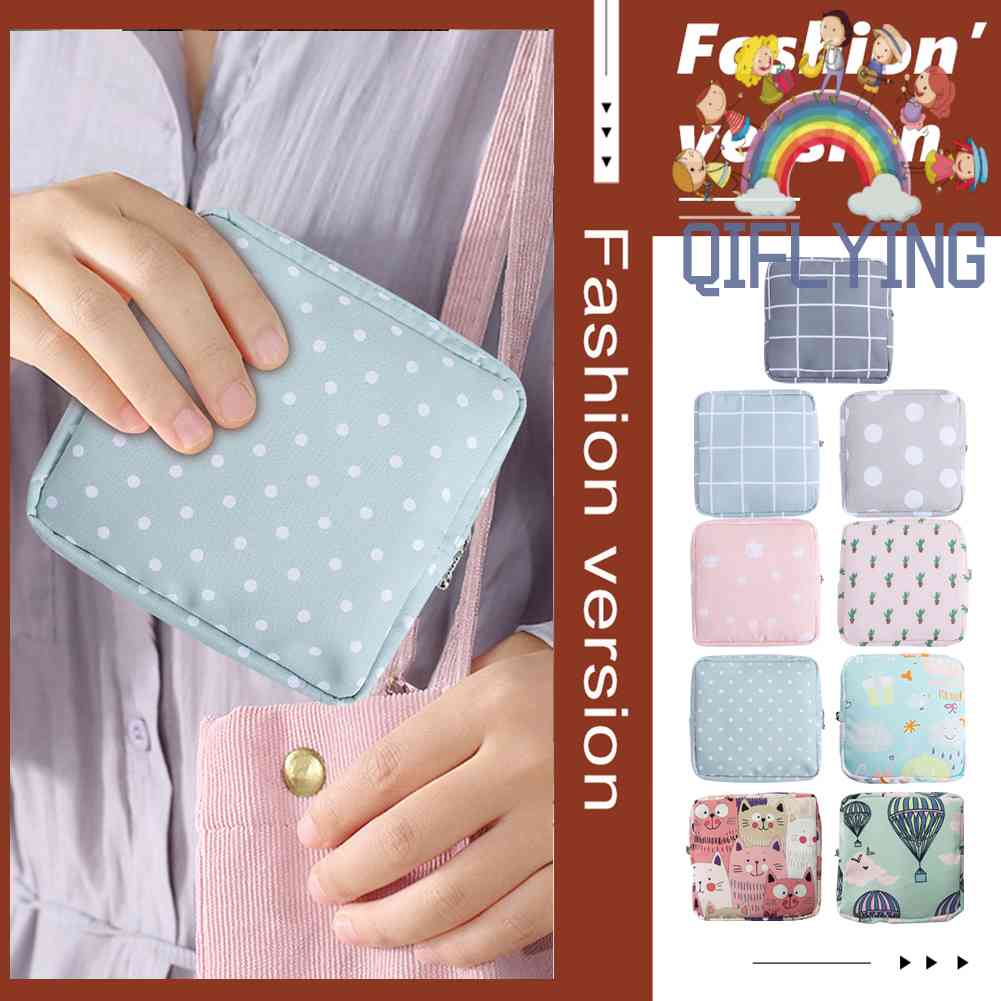 Qifly Túi Đựng Băng Vệ Sinh Trang Điểm Mini Tiện Dụng Cho Nữ