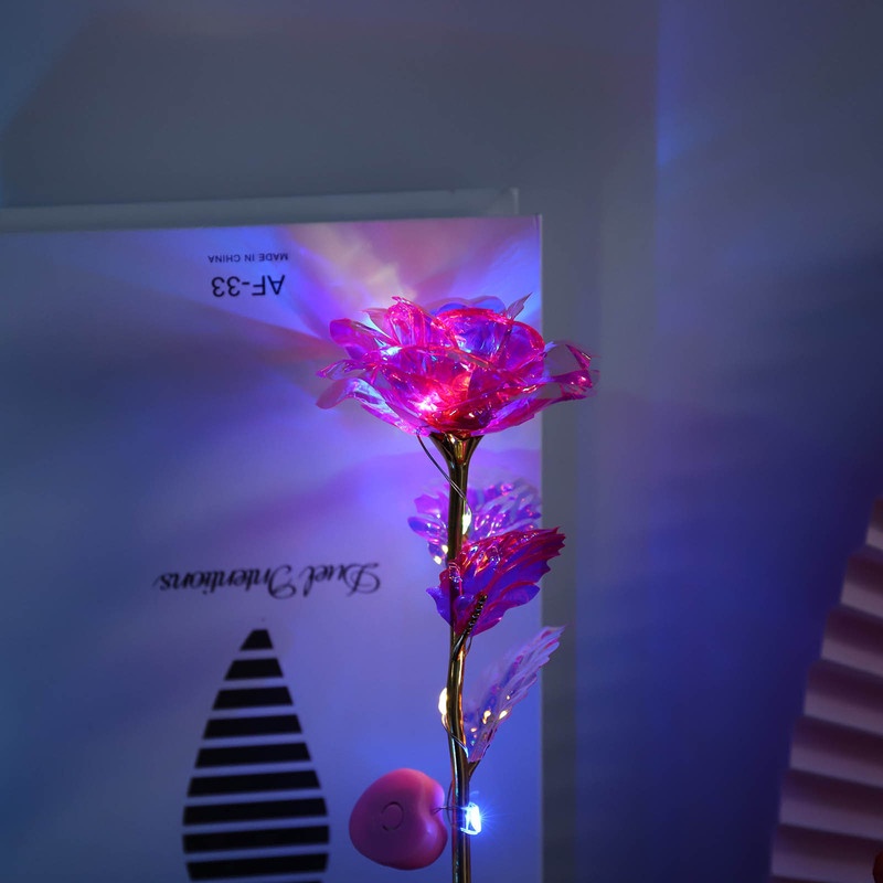 1 Đèn Led Hình Hoa Hồng Bằng Lá Vàng Trang Trí Tiệc Lãng Mạn Cho Ngày Valentine