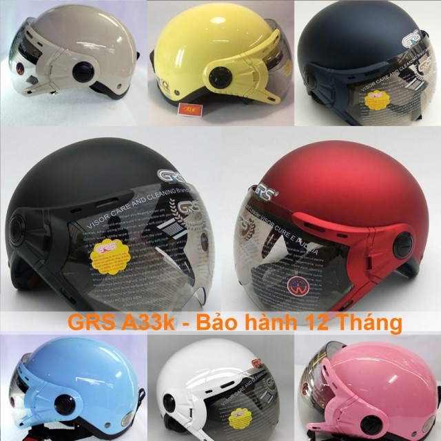 Mũ bảo hiểm GRS A33k, bảo hành 12 tháng, hàng chính hãng công ty , nhiều mầu sắc