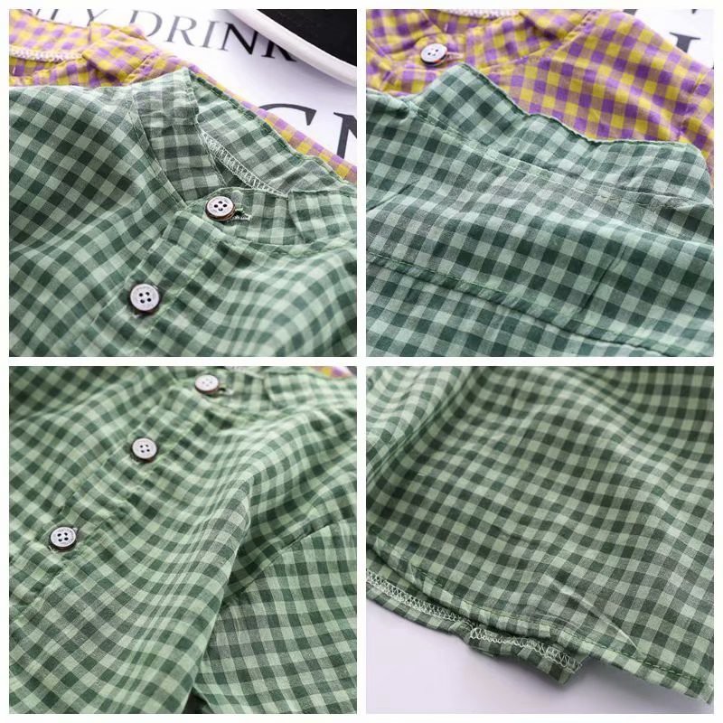 Set áo sơ mi tay ngắn và quần yếm thời trang dành cho bé trai 1-4 tuổi