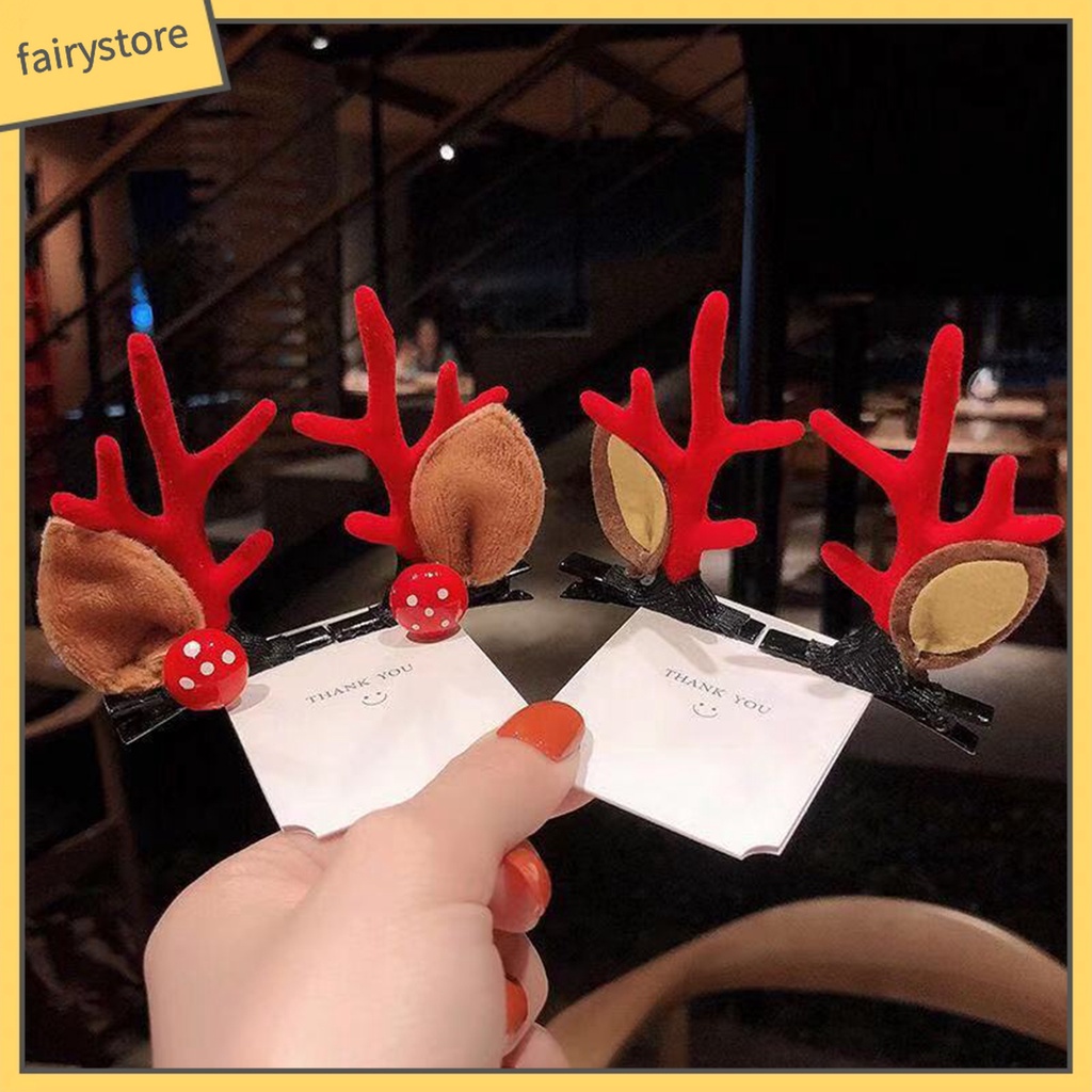 1 Cặp Kẹp Tóc Hình Sừng Hươu Bằng Thép Không Gỉ Dễ Thương