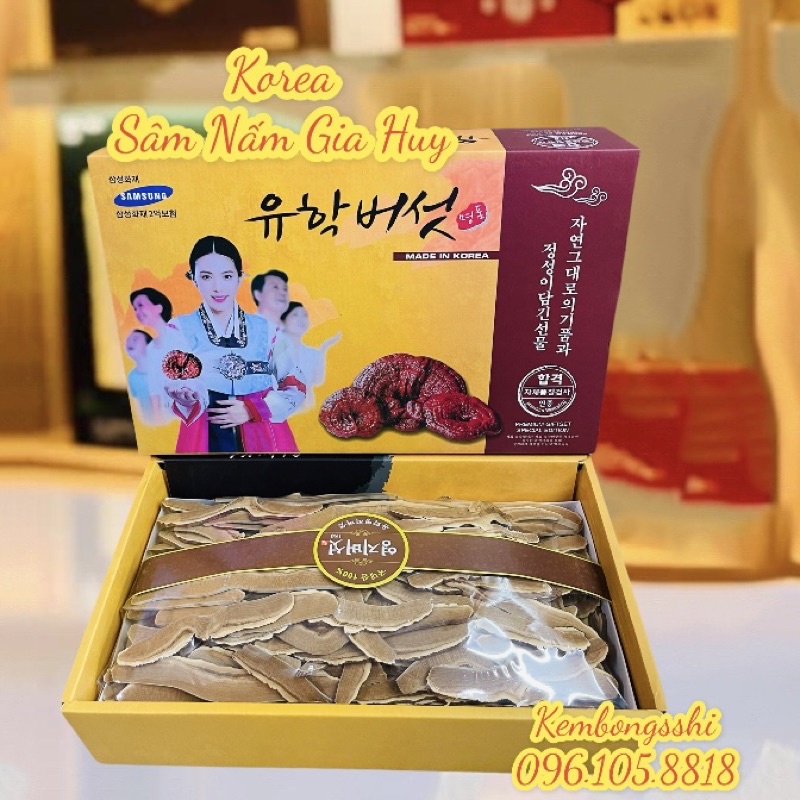 [SET QUÀ BIẾU] Nấm Linh Chi Thái Lát Hộp Cô Gái 1kg Hàn Quốc [Hộp Quà Tặng Nấm Linh Chi]