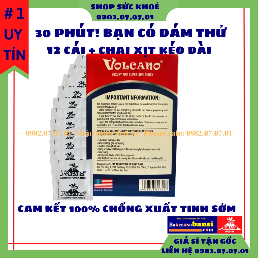 Bao cao su Volcano 7in1 - Vua Của Các Loại BCS Cao Cấp Siêu Kéo Dài Chống Xuất Tinh Sớm Hiệu Quả Cho Nam, Siêu Gai, Mỏng