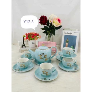 Bộ ấm chén xanh ngọc viền vàng cao cấp