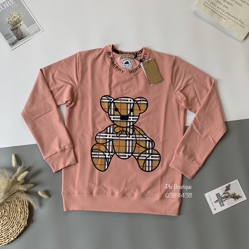 Áo nỉ đôi thu đông bbr in gấu kẻ sọc vàng | BigBuy360 - bigbuy360.vn