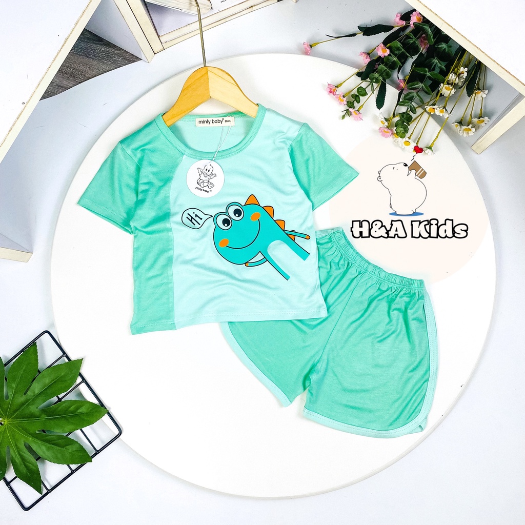[Bé 7-30kg] Bộ cộc tay MINLYBABY thun lạnh cho bé trai bé gái Size 80-170cm Unibaby vải thun lạnh thoáng mát - LBCPA