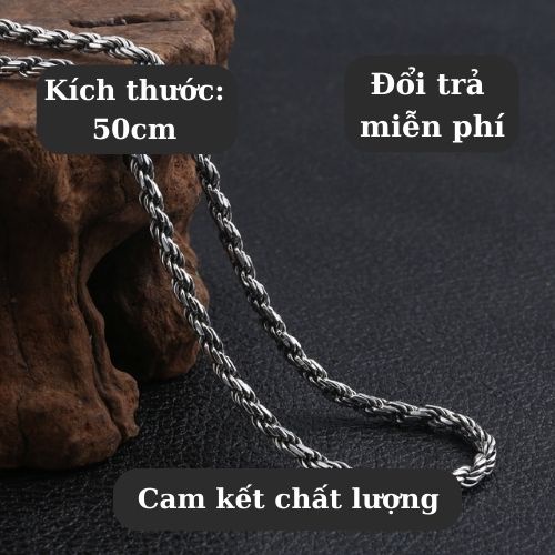 Dây Chuyền Nam Xoắn HipHop Thời Trang Nam Punstore Titan Không gỉ Màu Bạc Đồng Đẹp - Vòng Cổ Xoắn Trơn