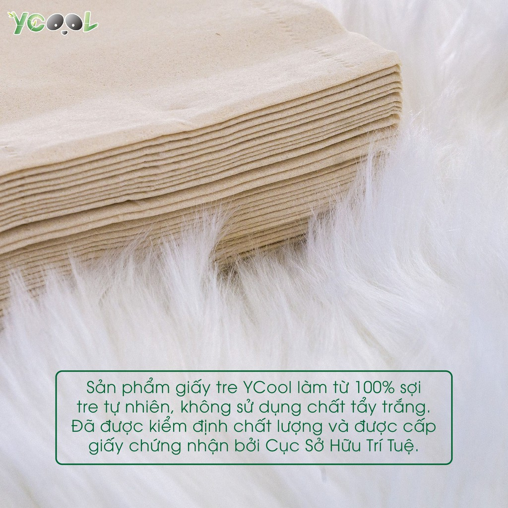 Giấy ăn giấy gấu trúc khăn giấy tre YCOOL 3 bịch 30 gói 300 tờ mẫu mới bao bì màu trắng chính hãng