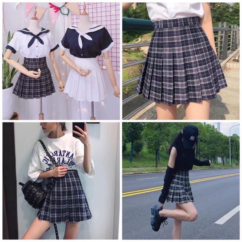 [Có Bigsize] Chân váy tennis xếp ly kẻ caro dáng ngắn chữ A phong cách Hàn Quốc | BigBuy360 - bigbuy360.vn