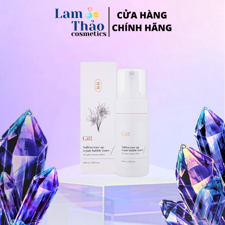 Nước Hoa Hồng Trắng Da Chiết Xuất Từ Nghệ Hoa Nhụy Tây Gilaa Saffron Tone Up Repair Bubble Toner