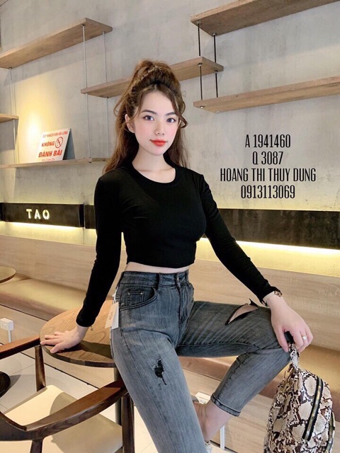 [ Mã WASTRUN4 giảm 10% tối đa 30K đơn 99K] Áo phông, Áo thun dáng Crop trơn dài tay NhiNhiShop | BigBuy360 - bigbuy360.vn