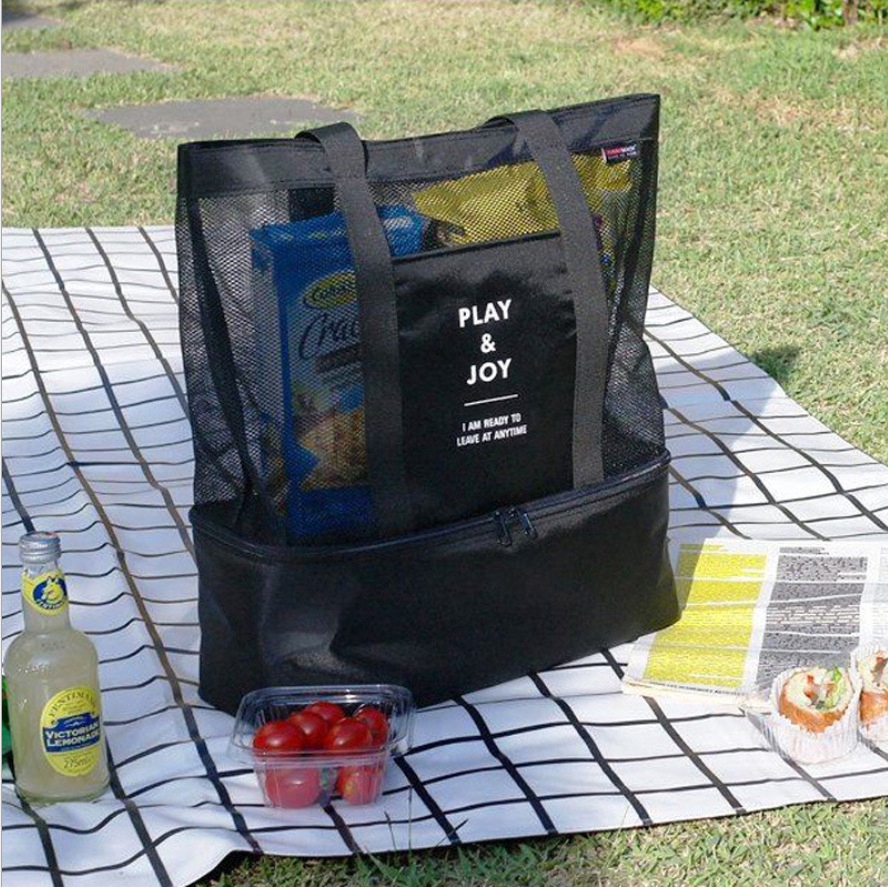 Travel/picnic portable mesh canvas bag