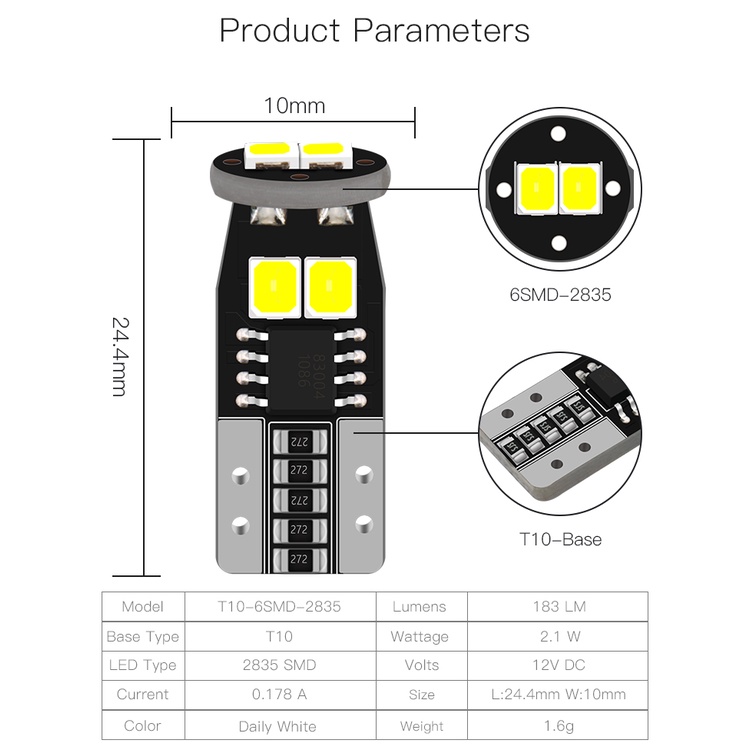 1 bóng led T10 KT6 Cree 2835 demi xi nhan tích hợp IC rất sáng.