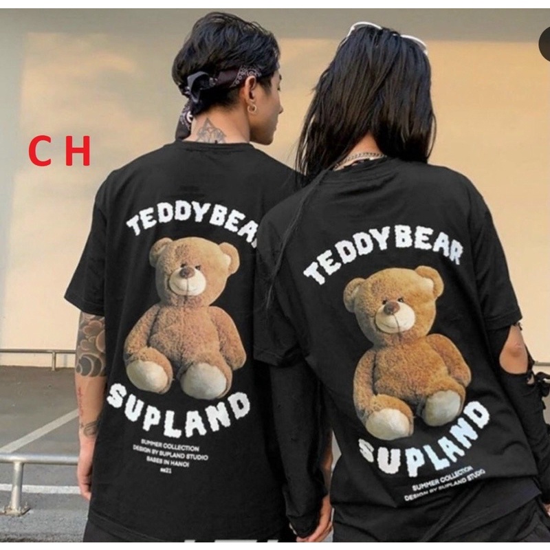 Áo thun tay lỡ unisex nam nữ teddy - Áo thun cotton vải dày mịn form thụng mặc cặp cực đẹp