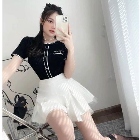 Chân váy xếp ly phối lưới siêu hot vải siêu đẹp