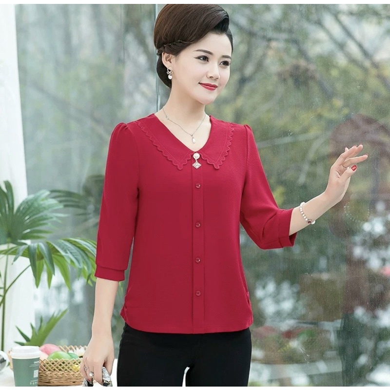 Áo sơ mi nữ trung niên mềm mát kiểu dáng sang trọng NP3364