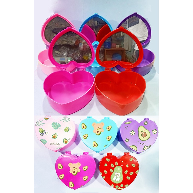 Hộp tim quả bơ kèm gương HKG30 dễ thương  avocado cute đựng trang sức hoạt hình