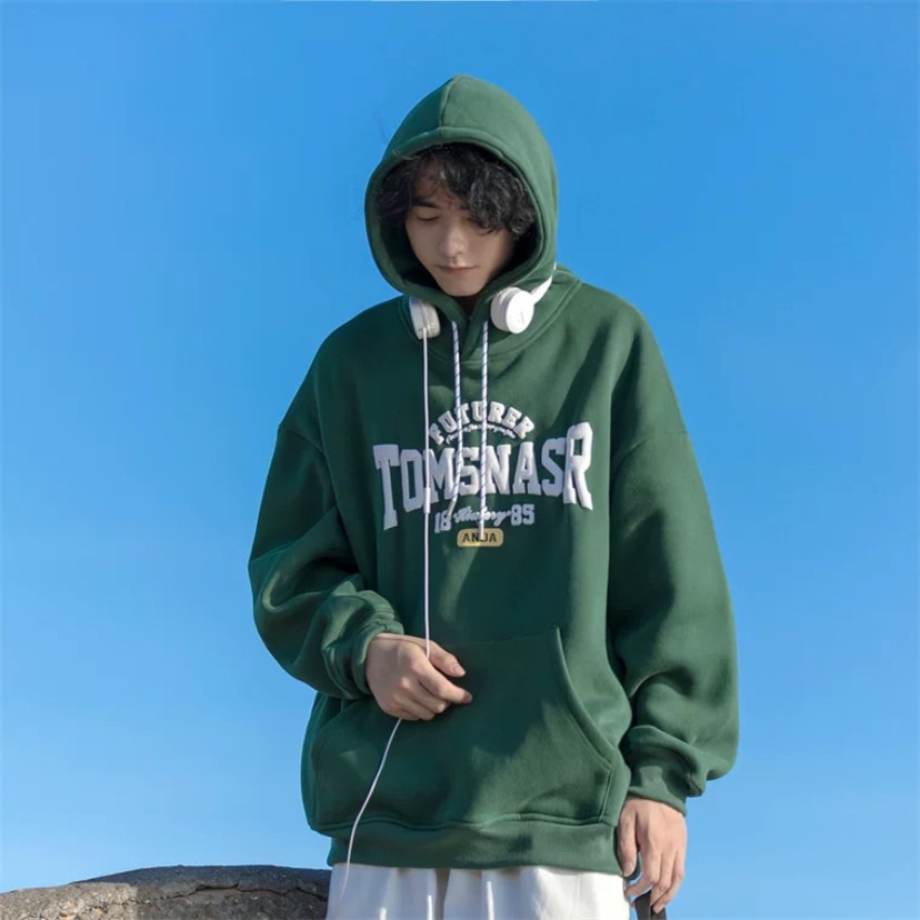 Áo khoác hoodie nam nữ xanh rêu chất nỉ bông cao cấp