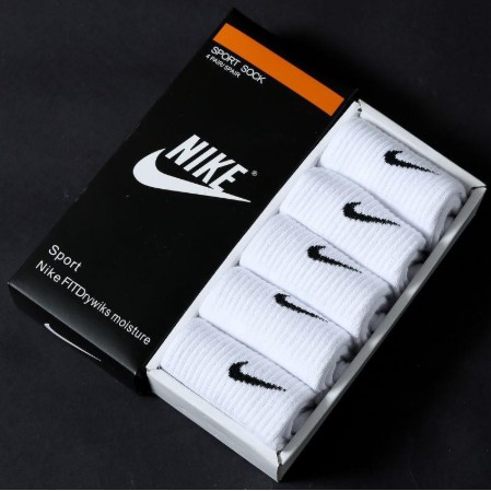 Set 5 Đôi Tất Thể Thao Nike Cổ Ngắn / Dài Màu Trắng / Xám / Đen