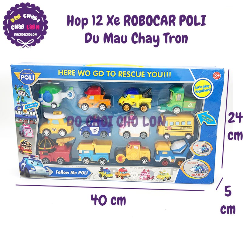 Hộp đồ chơi 12 xe Robocar Poli bằng nhựa chạy trớn P7