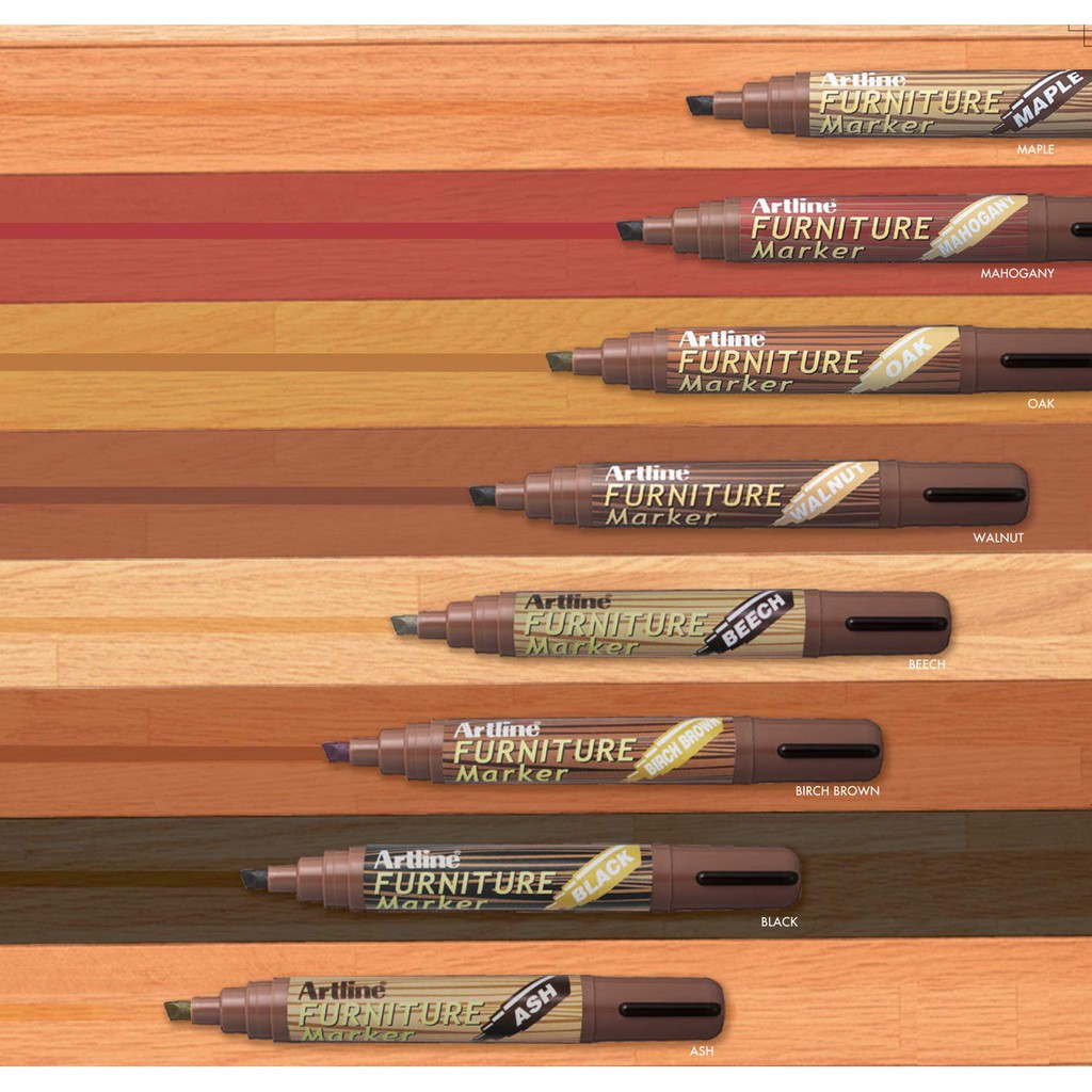 Bộ 8 bút sơn che khuyết điểm nội thất gỗ PU Artline EK-95 - FULL SET