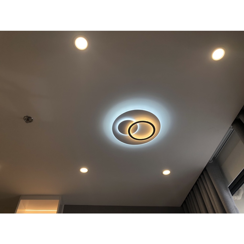 Đèn Ốp Trần Phòng Khách THỦ ĐÔ LIGHTING Thiết Kế 2 vòng tròn Với 3 Chế Độ Màu Tùy Chỉnh 830-500
