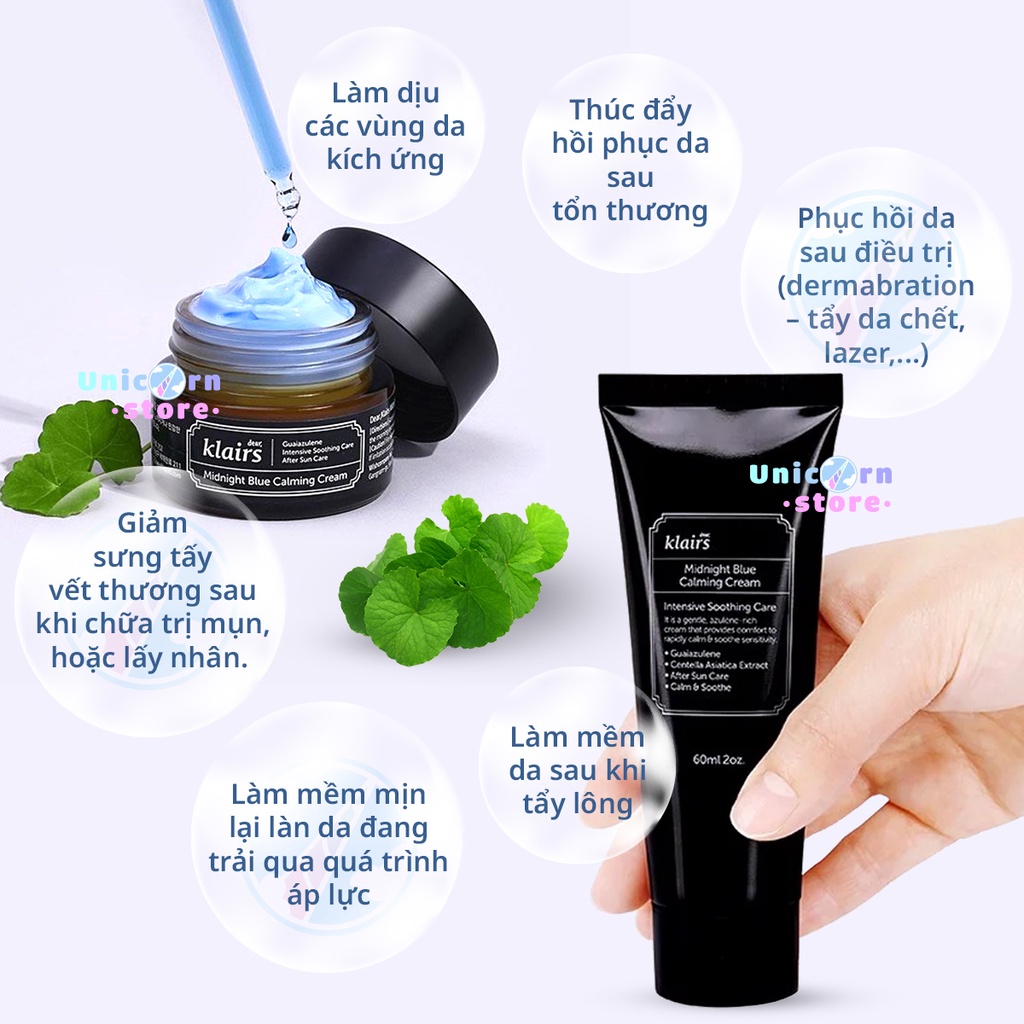 Kem dưỡng đêm phục hồi da Klairs Midnight Blue Calming Cream 60ml