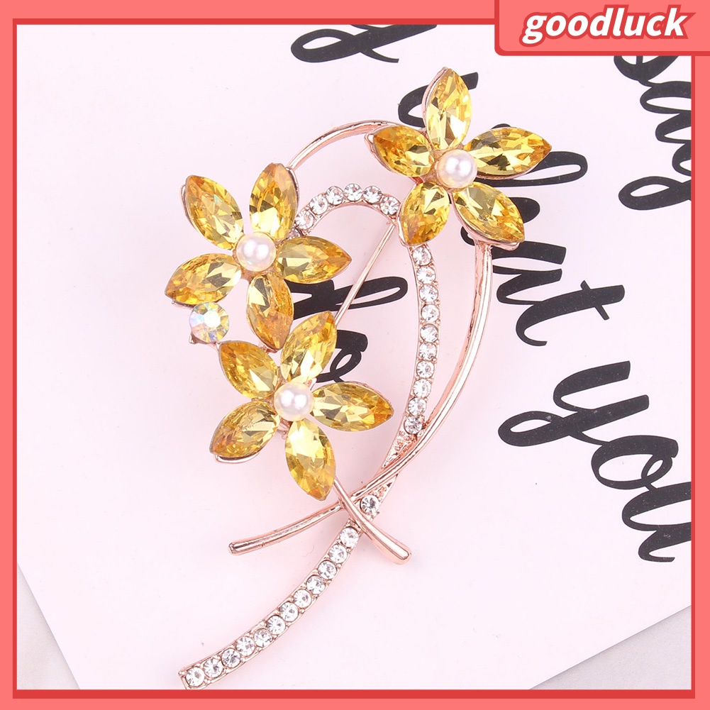 Trâm Cài Áo Hình Hoa Đính Đá Và Ngọc Trai Nhân Tạo Thời Trang