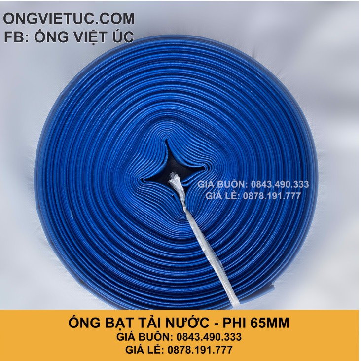 Ống bạt bơm tải nước Việt Úc Phi 60mm  - Cuộn 20m - bạt cốt dù - bạt xanh - hàng chính hãng AHT