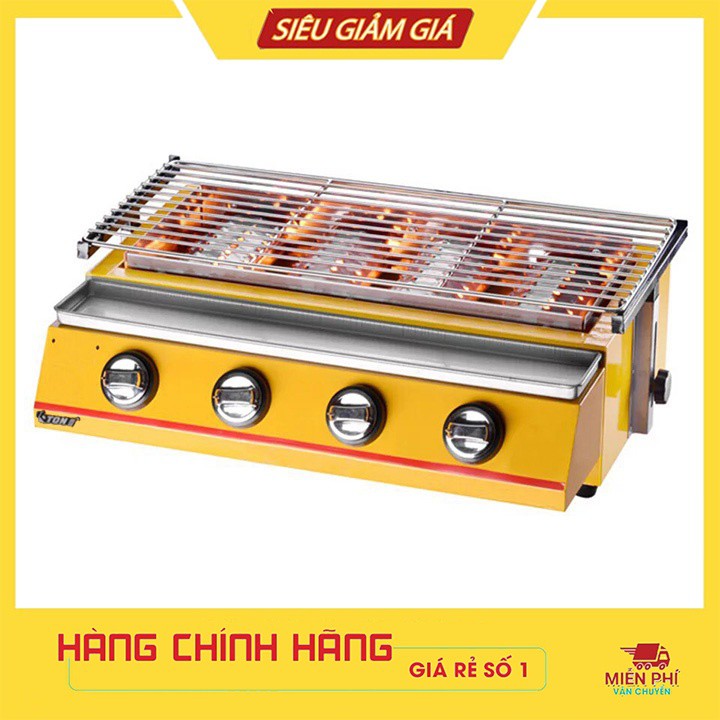 Bếp nướng hàu bằng gas, nướng hải sản, thịt bbq sử dụng ga 4 đầu đốt