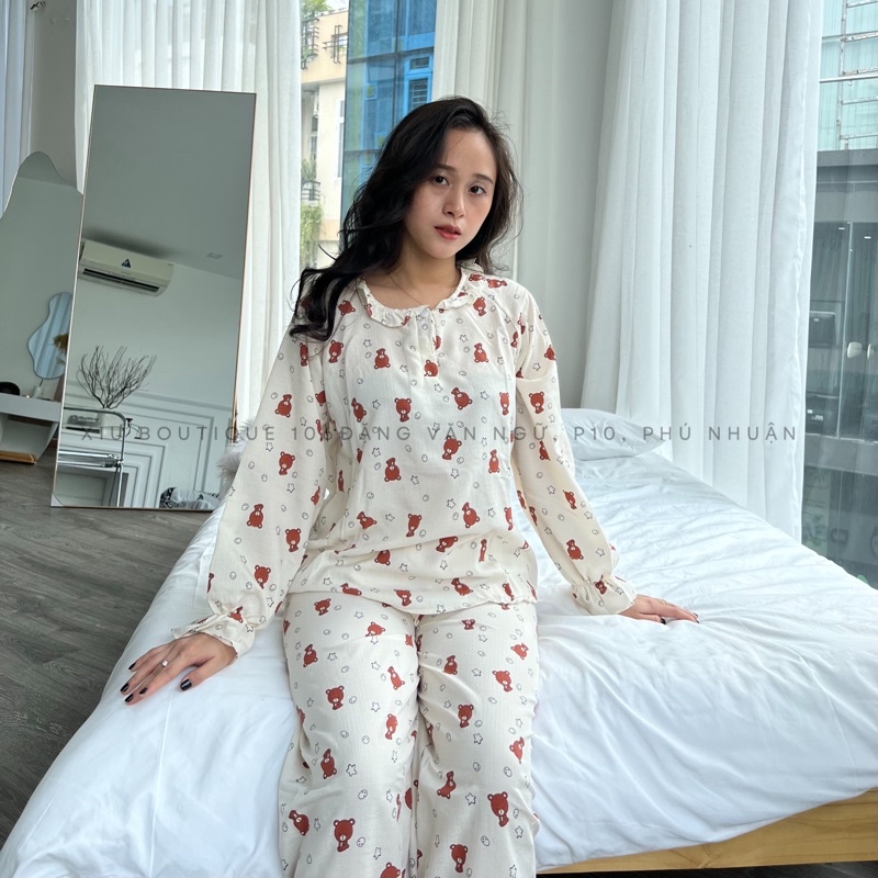 Đồ bộ nữ mặc nhà, pijama đũi xốp cao cấp hoạ tiết dễ thương