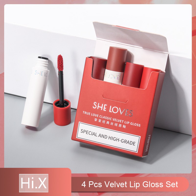 (Hàng Mới Về) Set 4 Son Kem Lì Chống Nước Chất Son Mịn Như Nhung | BigBuy360 - bigbuy360.vn