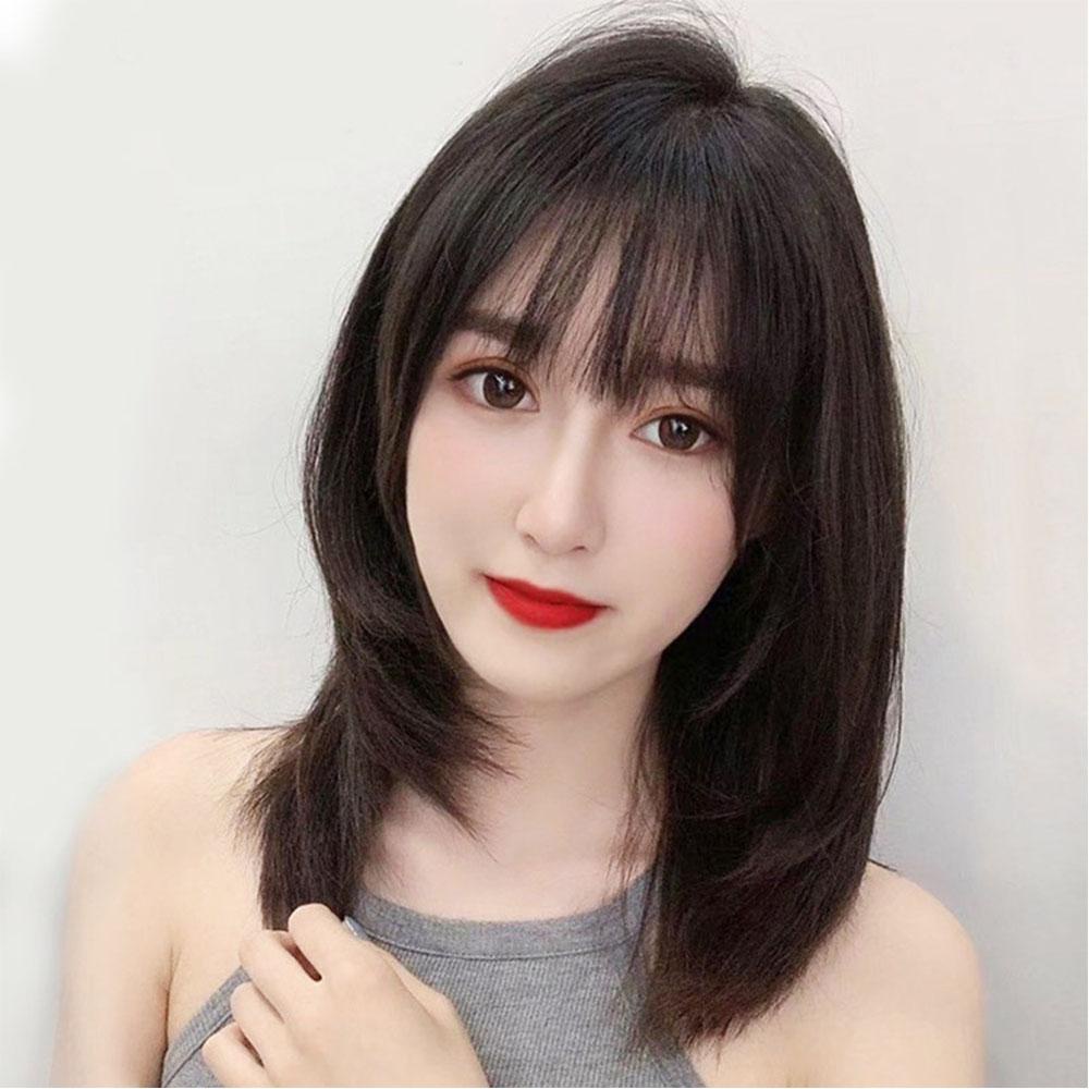 Tóc Giả Ngắn Màu Đen Tự Nhiên Thời Trang Cho Nữ