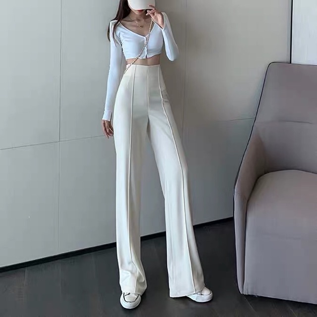 (Order) Quần lưng cao ống suông một cúc tôn dáng style Hàn