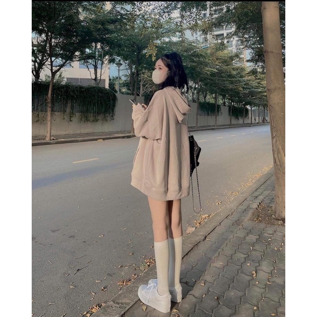 Áo Hoodie nâu in logo PHULA Nữ [FREESHIP] 🌸 Sweater nỉ form rộng tay bồng, thun dài tay xẻ vạt cá tính Ulzzang 🌸 | BigBuy360 - bigbuy360.vn