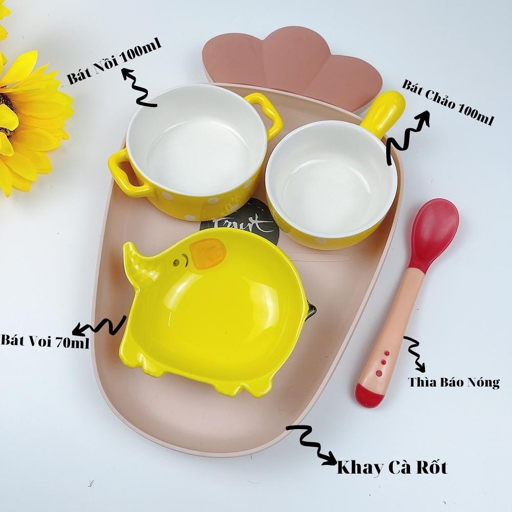 Bát Ăn Dặm, ComBo Chén Bát Sứ Ăn Dặm Cho Bé Nhiều Hình Ngộ Nghĩnh Tặng Kèm Thìa Ăn Dặm