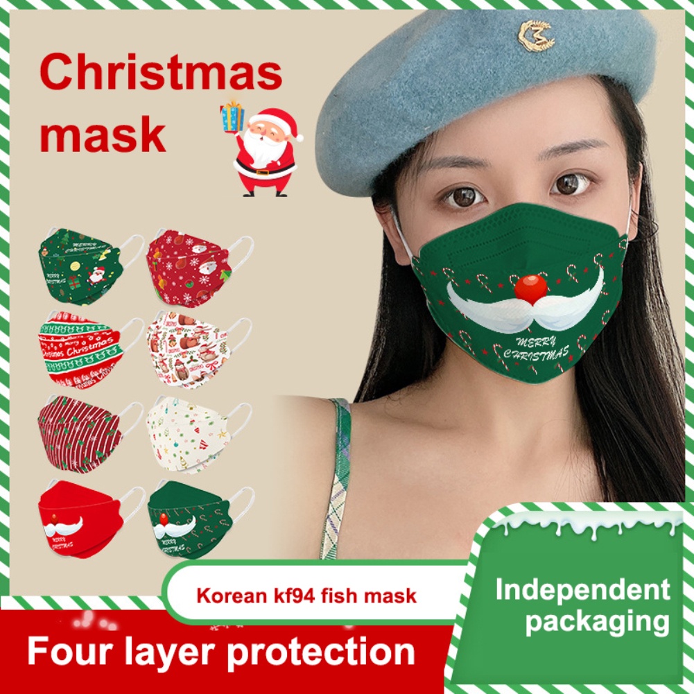 Khẩu trang KF94/KN95 kháng khuẩn kháng bụi mịn họa tiết ông già noel phong cách giáng sinh cao cấp
