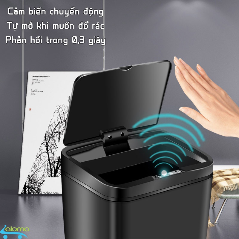 Thùng rác thông minh, thùng rác cảm biến tự mở đóng trong TZL-15L cỡ lớn 15 lít