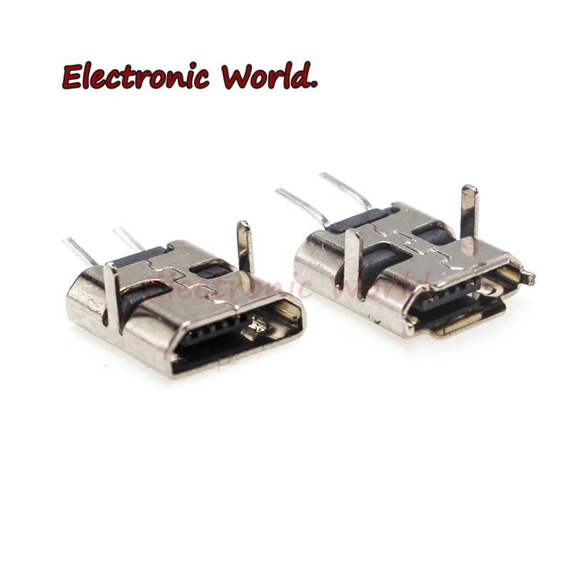 Set 20 Ổ Cắm USB 90 Độ DIP 2-Pin Bằng Nhựa Cổng Micro USB