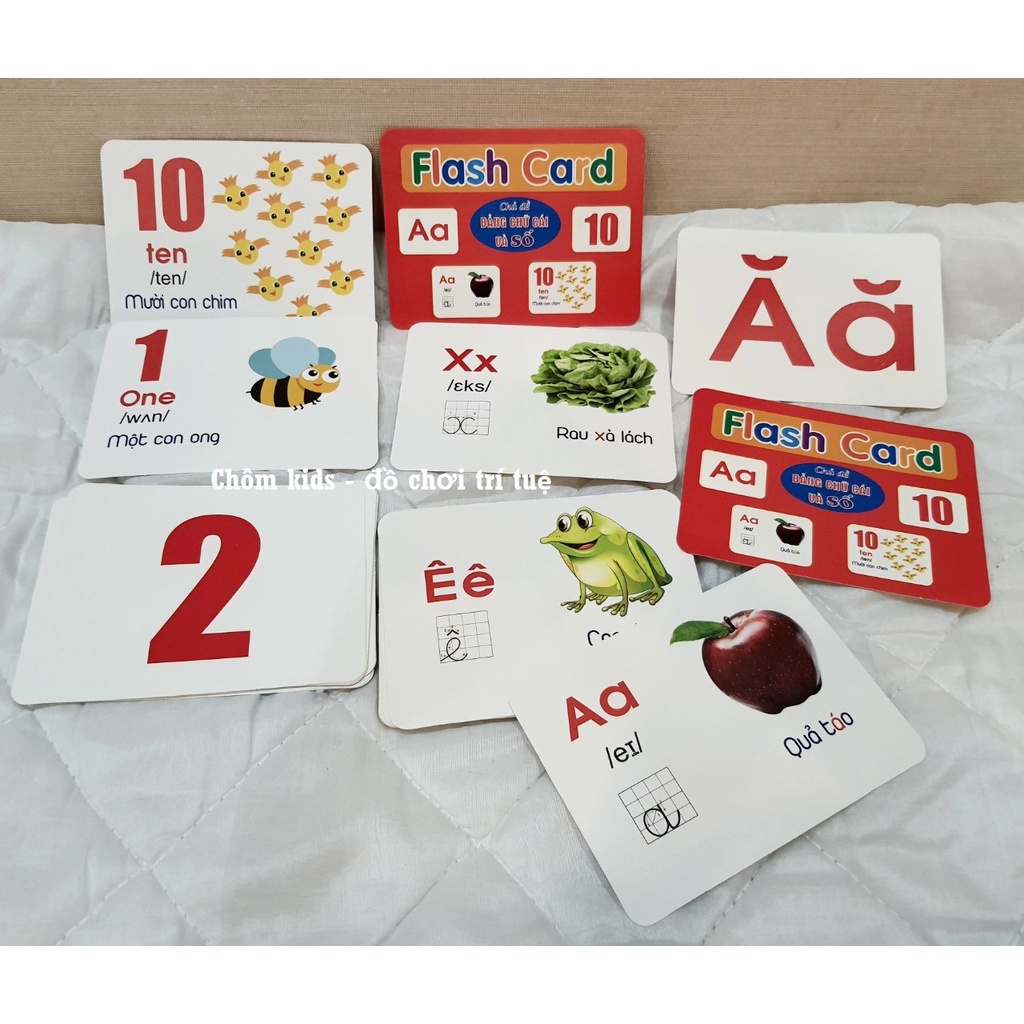 Bộ 45 Thẻ Học Flash Card Chữ Và Số Cho Bé 12x16Cm