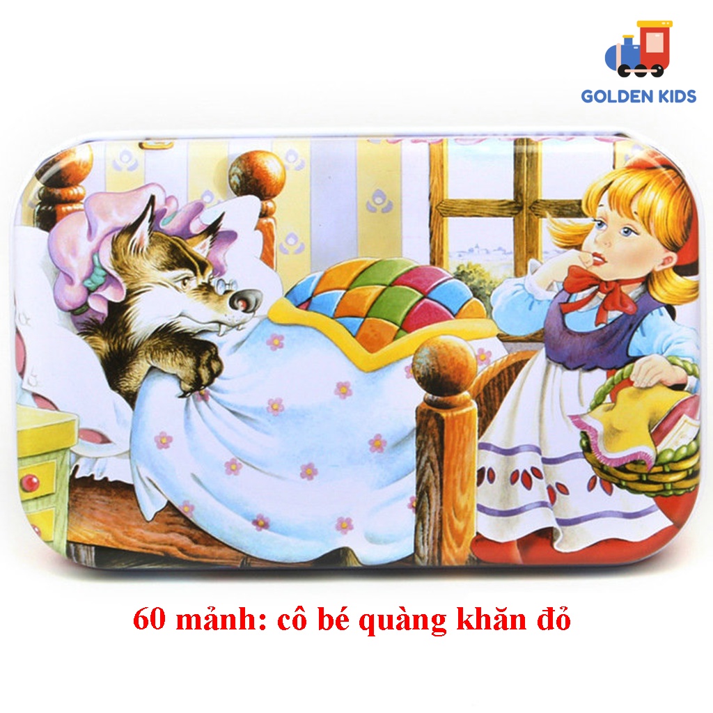 Đồ chơi giáo dục Hộp xếp hình PUZZLE 60 mảnh ghép hộp thiếc nhiều mẫu cho bé khám phá