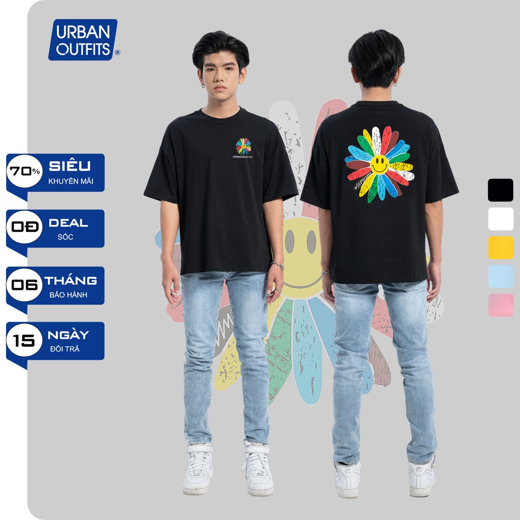 Áo Thun Tay Lỡ Nữ Nam Form Rộng URBAN OUTFITS In Hoa Cúc Màu ATO05 Cotton 4 Chiều Local Brand