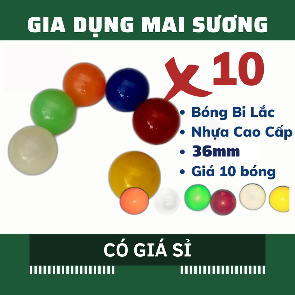 [Giá Sỉ] Bộ 10 Banh Bóng Bi Lắc 34mm Chọn Màu