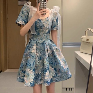 ĐẦM HOA 3D VOAN NƠ VAI